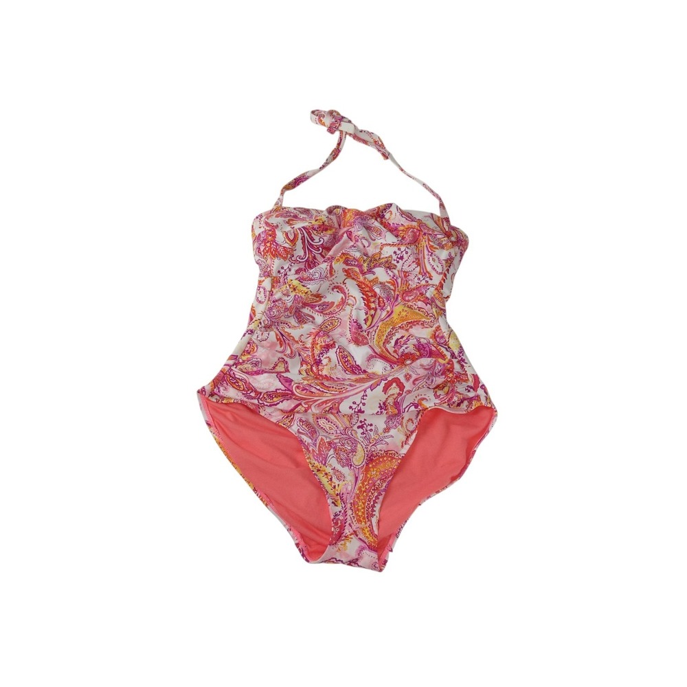 Lauren Ralph Lauren Womens Bandeau Paisley Print One Piece Swimsuit size 10